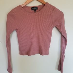 pink topshop cropped long sleeve